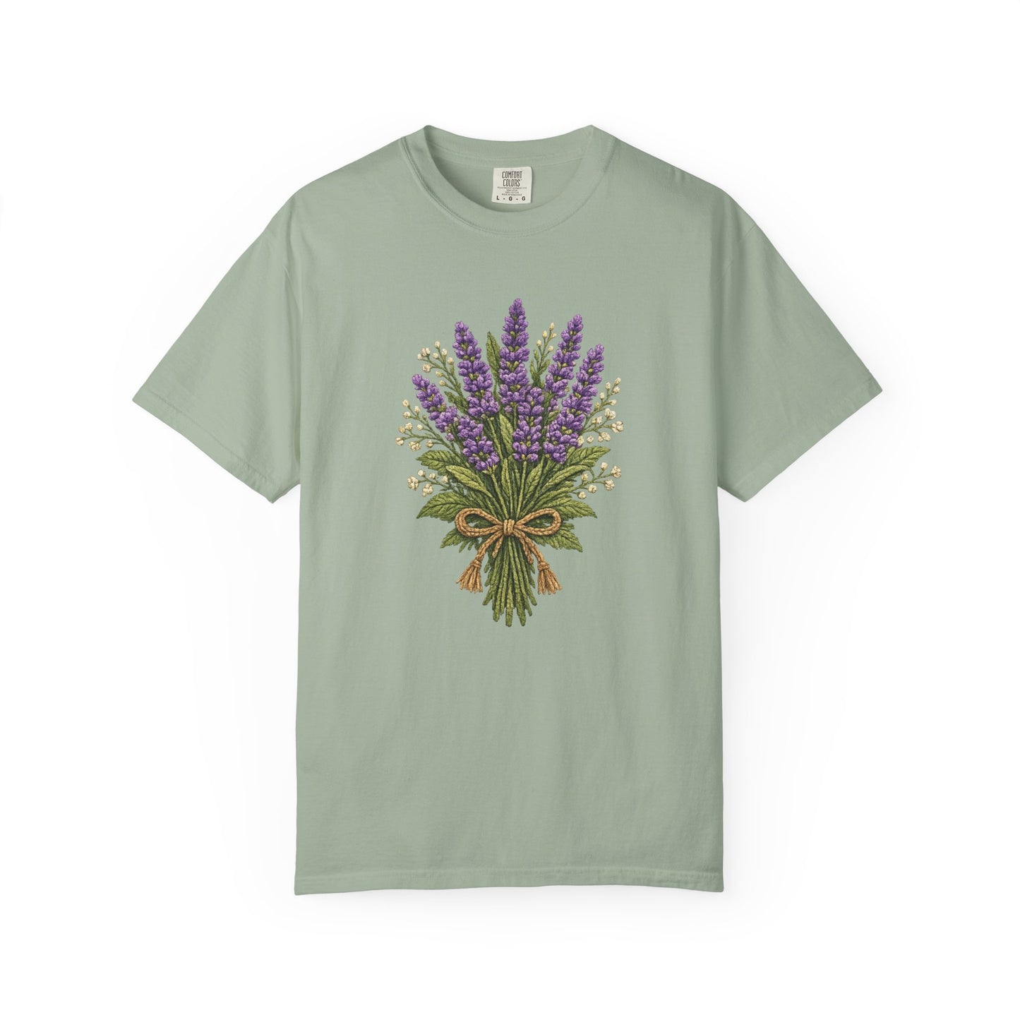 Lavender Bouquet T-shirt | Faux Embroidered Floral Tee