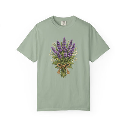 Lavender Bouquet T-shirt | Faux Embroidered Floral Tee