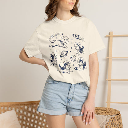 Dogs in Space Illustration T-shirt | Cute Astronaut Puppies, Planets & Rocket