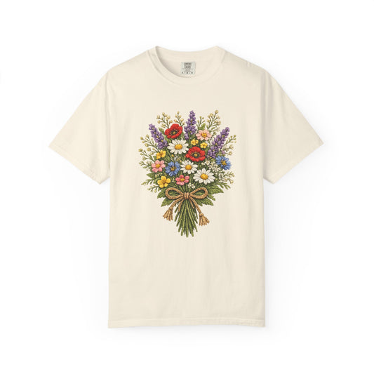 Wildflower Bouquet T-shirt | Crochet Style Floral Tee