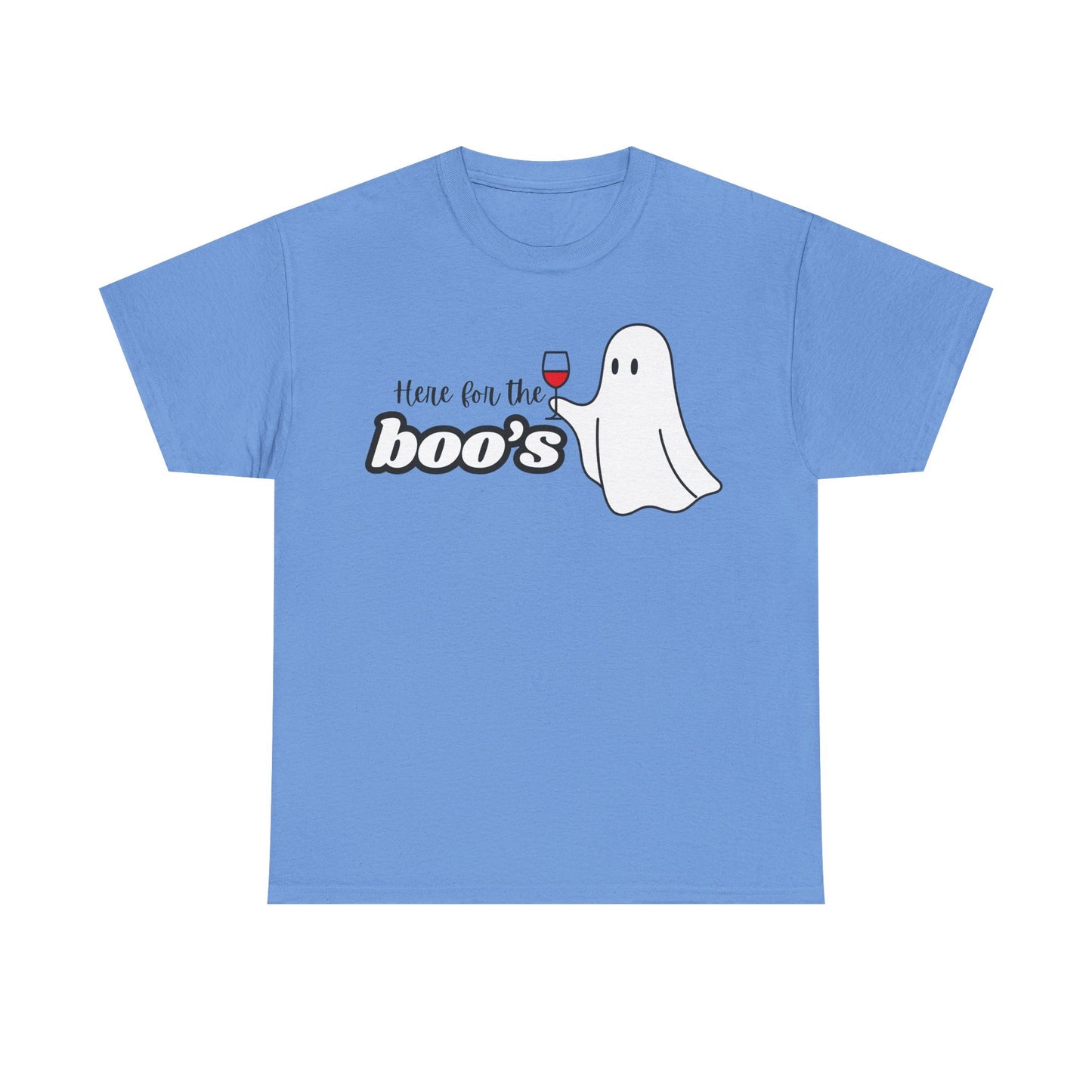 Here for the Boo's Shirt - Halloween Wine & Ghost T-Shirt