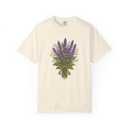 Lavender Bouquet T-shirt | Faux Embroidered Floral Tee