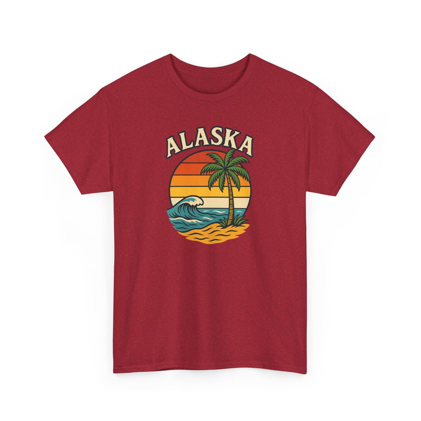 Alaska Retro Sunset Tee — Vintage Beach Palm Graphic T-Shirt