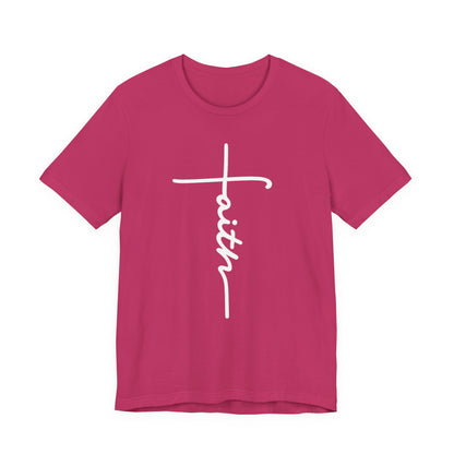 Faith Cross T-Shirt — Vertical Script Christian Tee