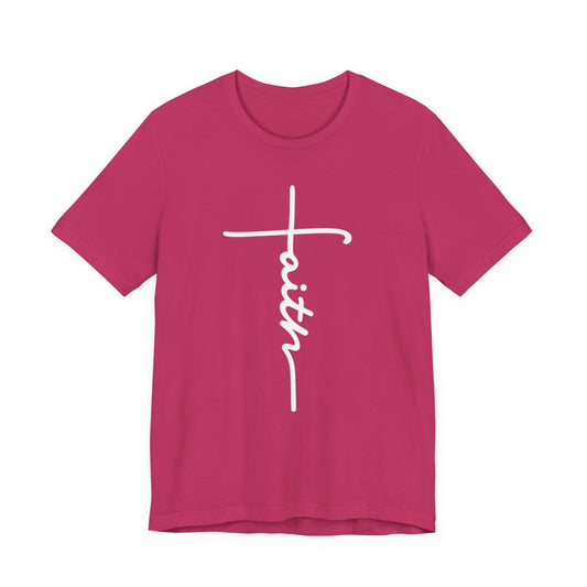 Faith Cross T-Shirt — Vertical Script Christian Tee