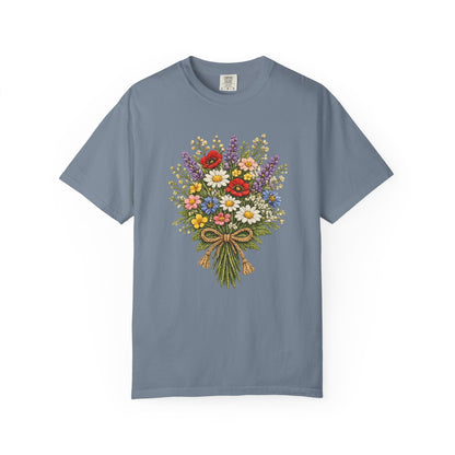Wildflower Bouquet T-shirt | Crochet Style Floral Tee