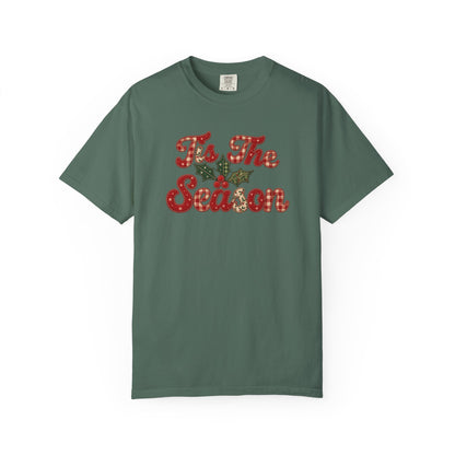 Tis The Season Shirt - Christmas Patchwork (FAUX) Tee - Vintage Holiday Shirt