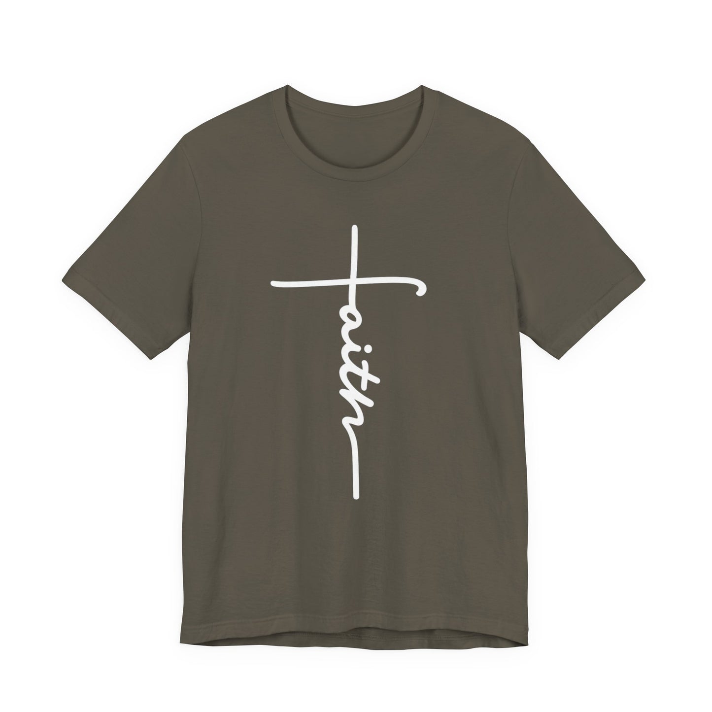 Faith Cross T-Shirt — Vertical Script Christian Tee