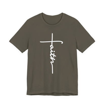 Faith Cross T-Shirt — Vertical Script Christian Tee
