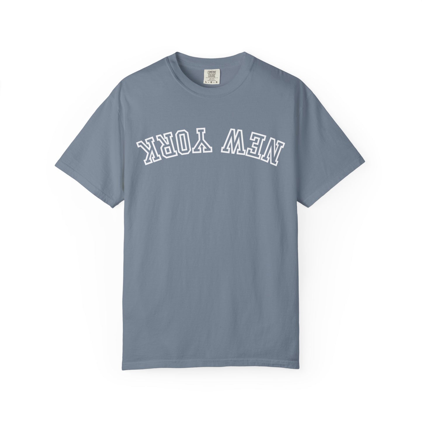 Comfort Colors shirt, upside down New York text 