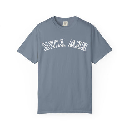 Comfort Colors shirt, upside down New York text 