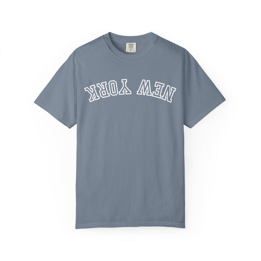 Comfort Colors shirt, upside down New York text 