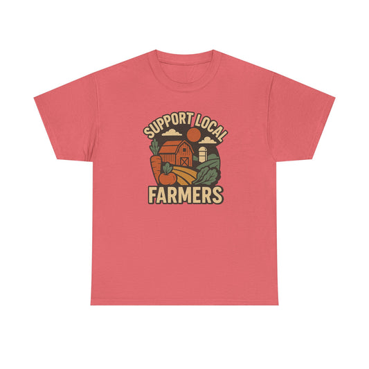 Support Local Farmers T-Shirt — Vintage Farm Illustration Tee for Agri-Lovers & Farmers Market Fans