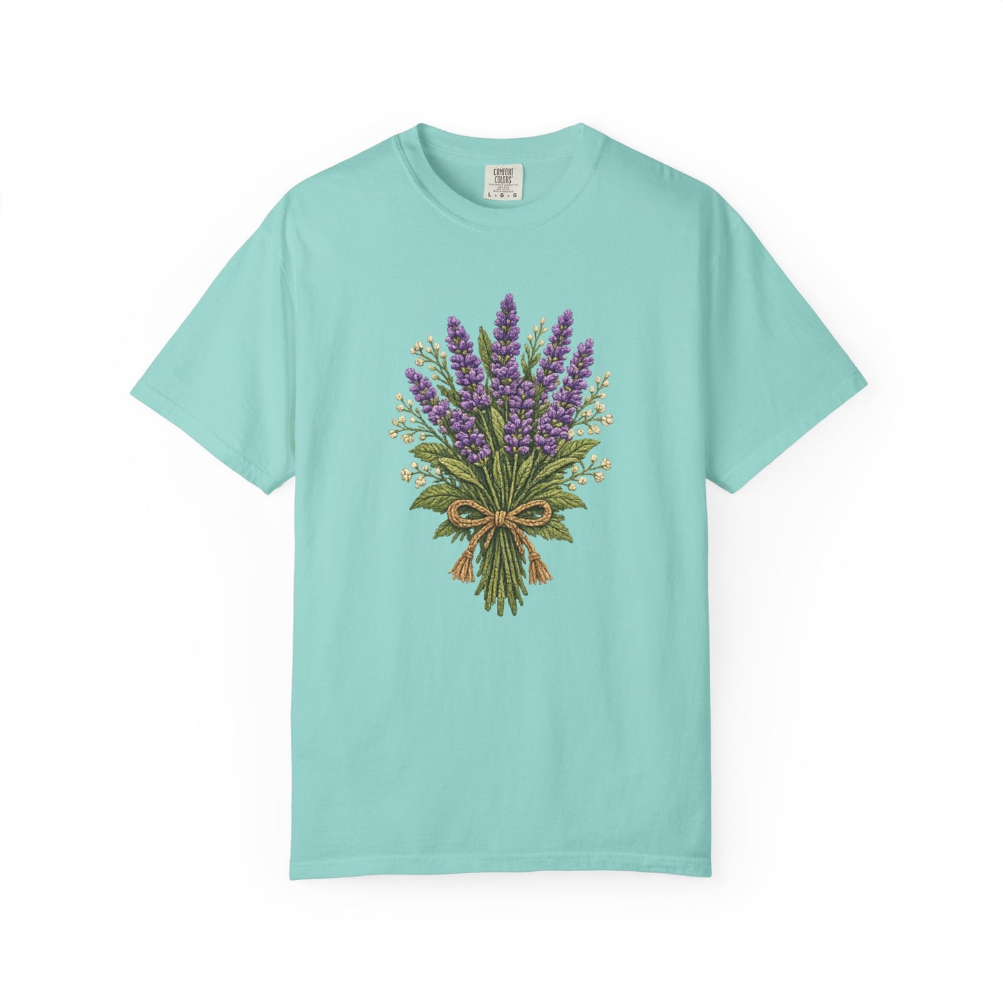 Lavender Bouquet T-shirt | Faux Embroidered Floral Tee