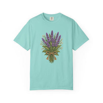 Lavender Bouquet T-shirt | Faux Embroidered Floral Tee
