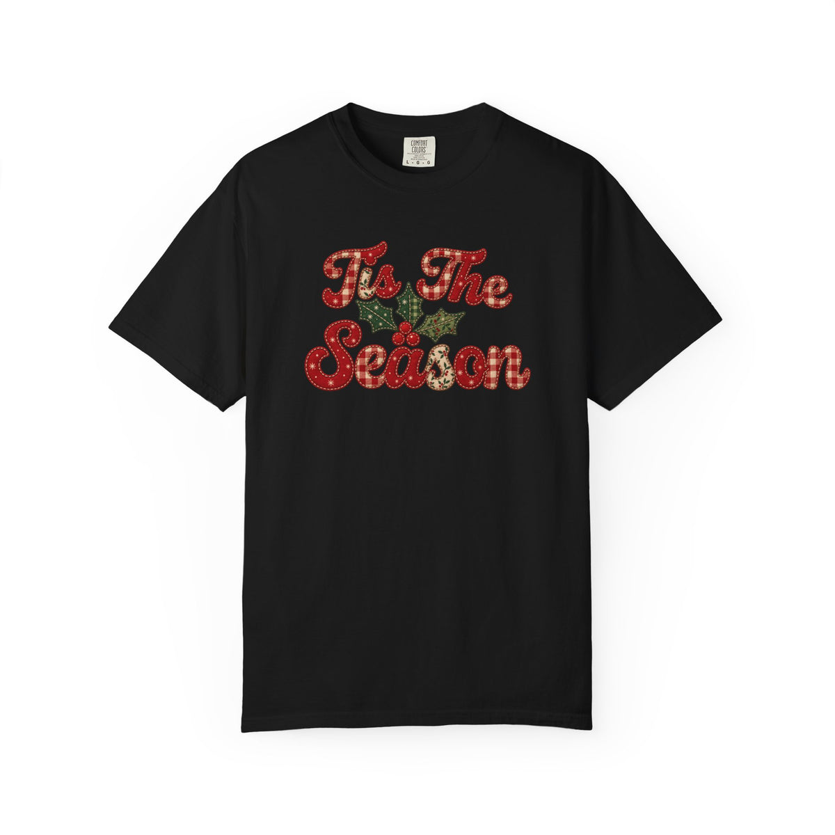 Tis The Season Shirt - Christmas Patchwork (FAUX) Tee - Vintage Holiday Shirt