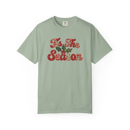 Tis The Season Shirt - Christmas Patchwork (FAUX) Tee - Vintage Holiday Shirt