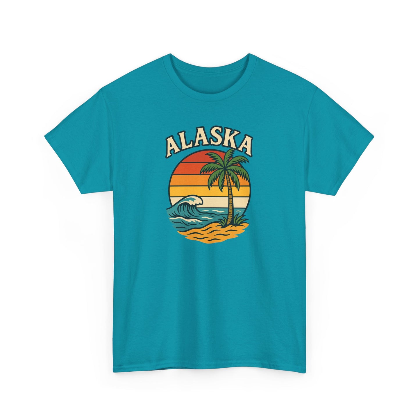 Alaska Retro Sunset Tee — Vintage Beach Palm Graphic T-Shirt