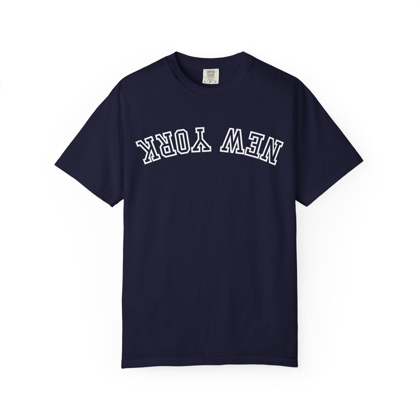 Comfort Colors shirt, upside down New York text 