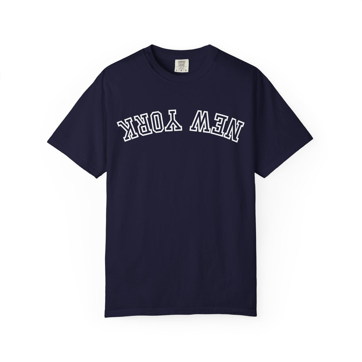 Comfort Colors shirt, upside down New York text 