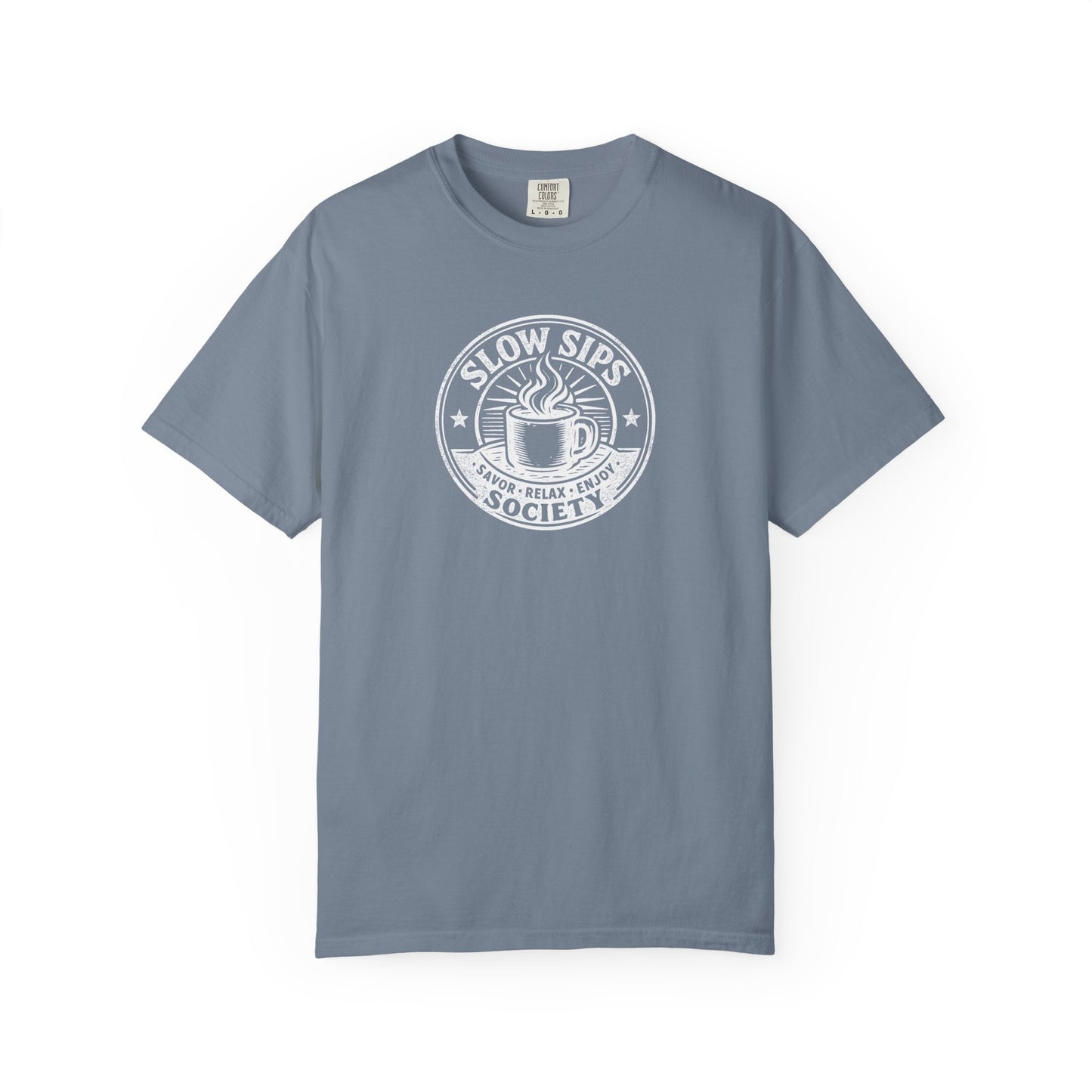 Slow Sips Society logo T-shirt | Coffee Club Shirt | Comfort Colors