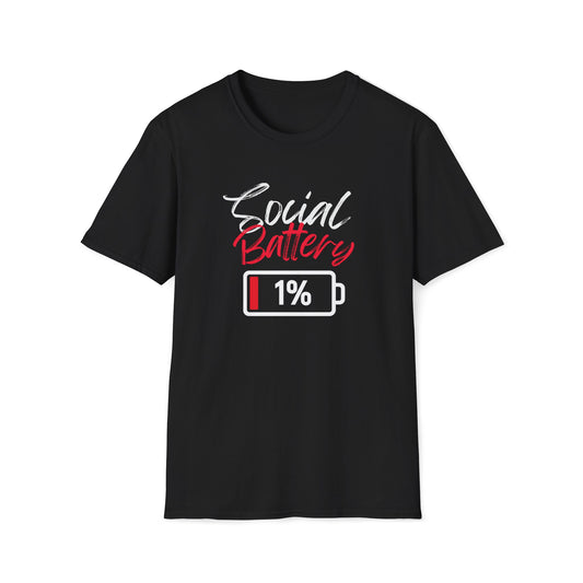 Social Battery 1% T-Shirt — Introvert Funny Graphic Tee