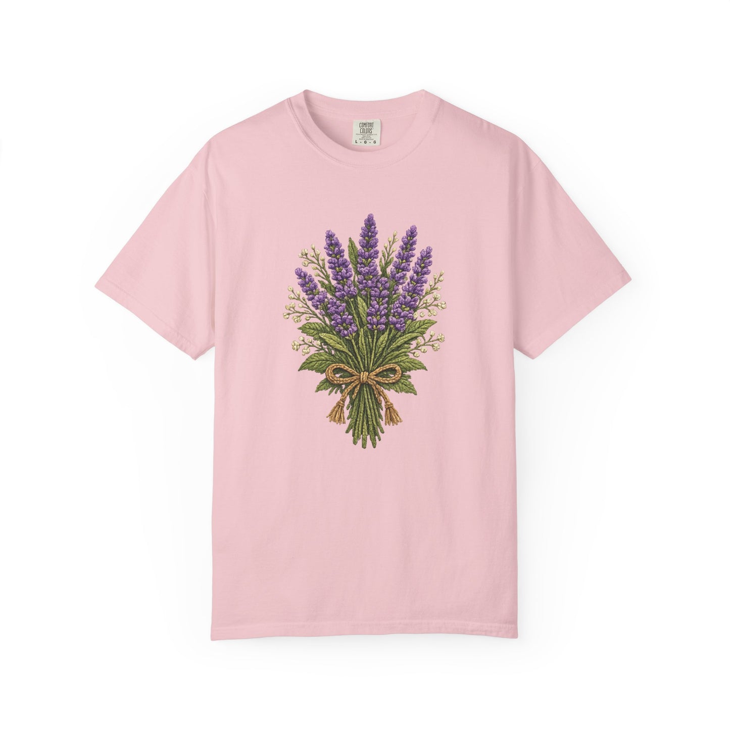 Lavender Bouquet T-shirt | Faux Embroidered Floral Tee