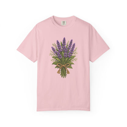 Lavender Bouquet T-shirt | Faux Embroidered Floral Tee