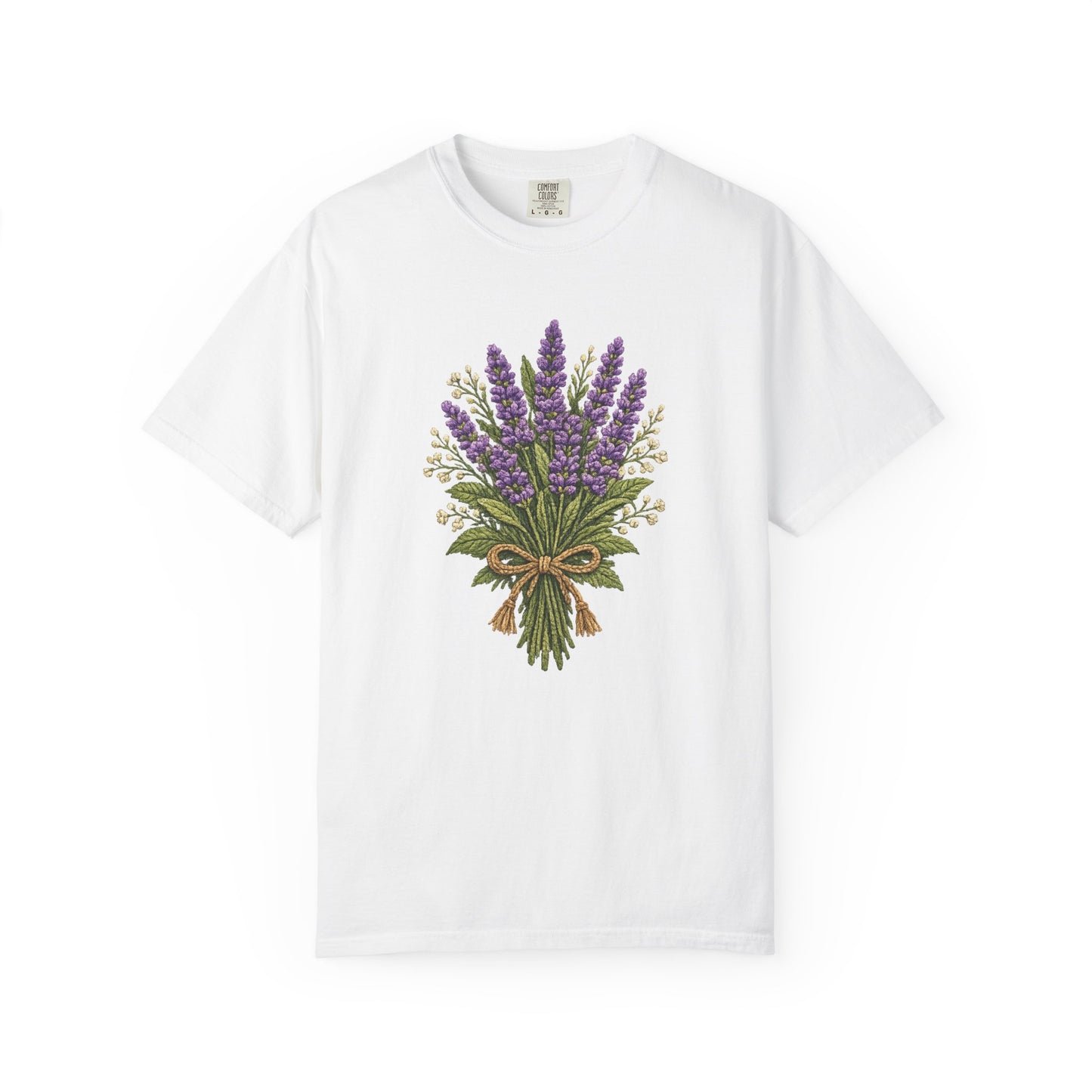 Lavender Bouquet T-shirt | Faux Embroidered Floral Tee