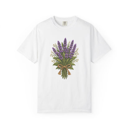 Lavender Bouquet T-shirt | Faux Embroidered Floral Tee