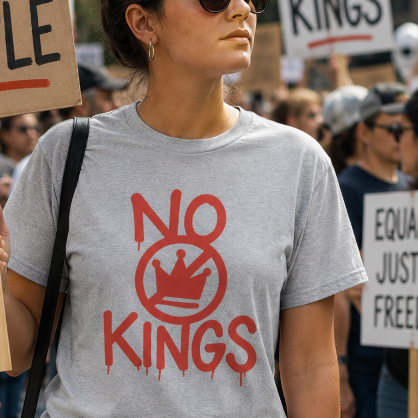 No Kings T-Shirt — Red Graffiti Crown Streetwear Tee