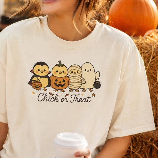 Chick or Treat Comfort Colors Halloween Graphic T-Shirt