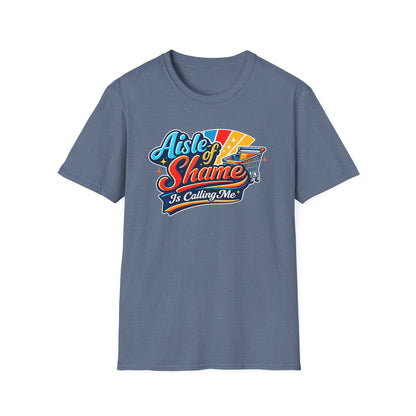 Aisle of Shame Is Calling Me T-Shirt | Grocery Cart Retro Typography