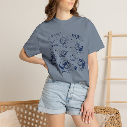 Dogs in Space Illustration T-shirt | Cute Astronaut Puppies, Planets & Rocket