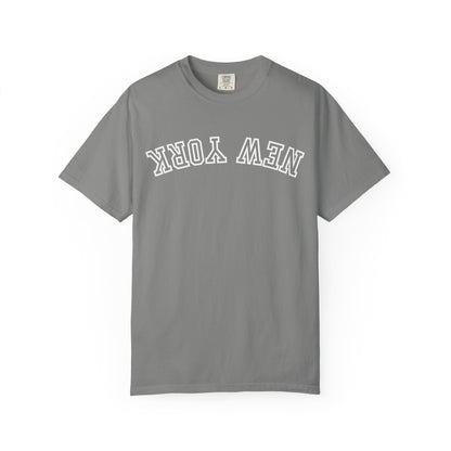 Comfort Colors shirt, upside down New York text 