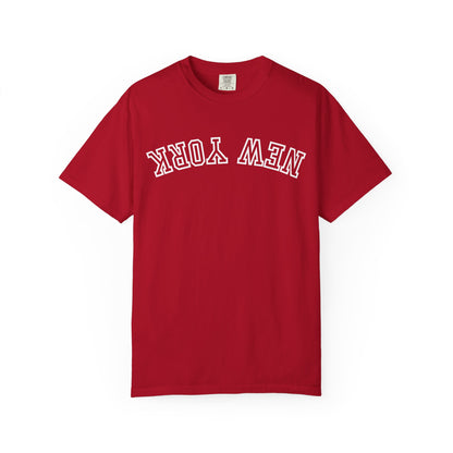 Comfort Colors shirt, upside down New York text 