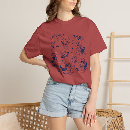 Dogs in Space Illustration T-shirt | Cute Astronaut Puppies, Planets & Rocket