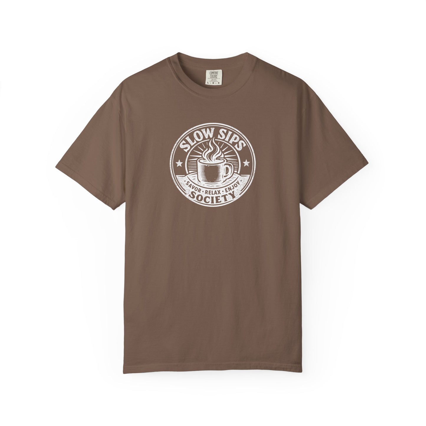 Slow Sips Society logo T-shirt | Coffee Club Shirt | Comfort Colors