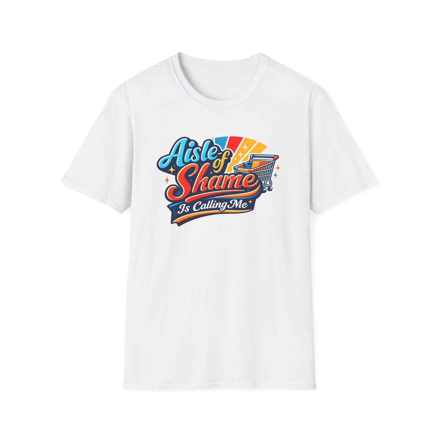 Aisle of Shame Is Calling Me T-Shirt | Grocery Cart Retro Typography