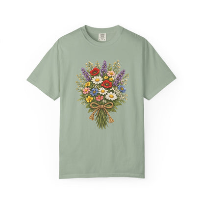 Wildflower Bouquet T-shirt | Crochet Style Floral Tee