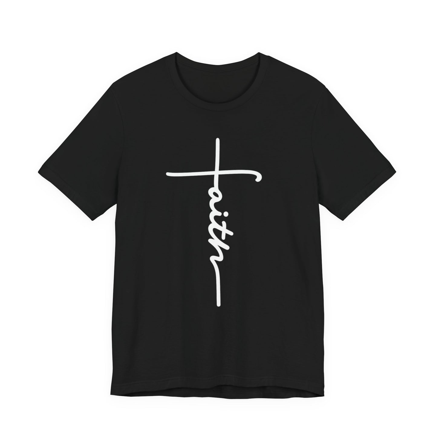 Faith Cross T-Shirt — Vertical Script Christian Tee