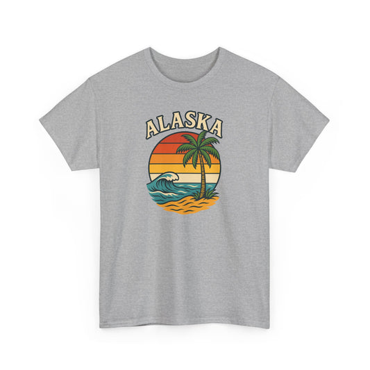 Alaska Retro Sunset Tee — Vintage Beach Palm Graphic T-Shirt