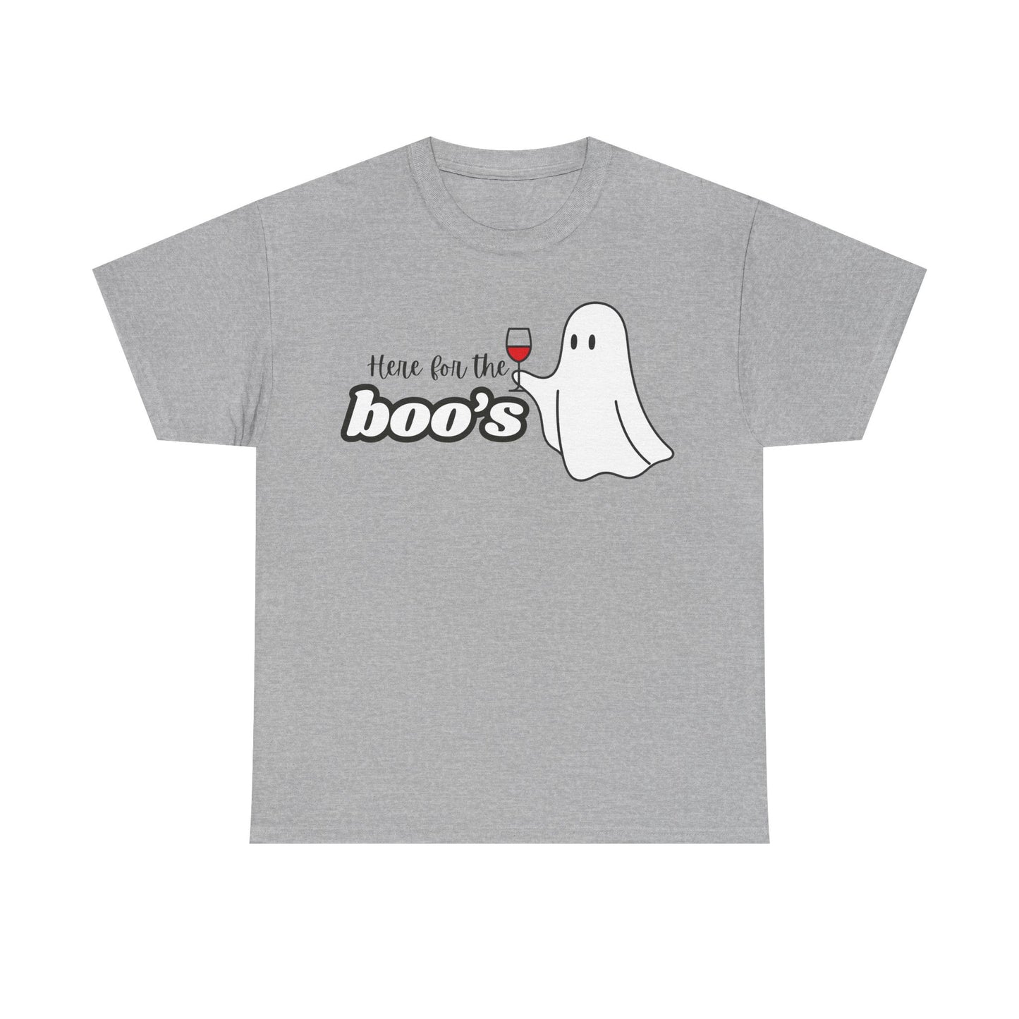 Here for the Boo's Shirt - Halloween Wine & Ghost T-Shirt