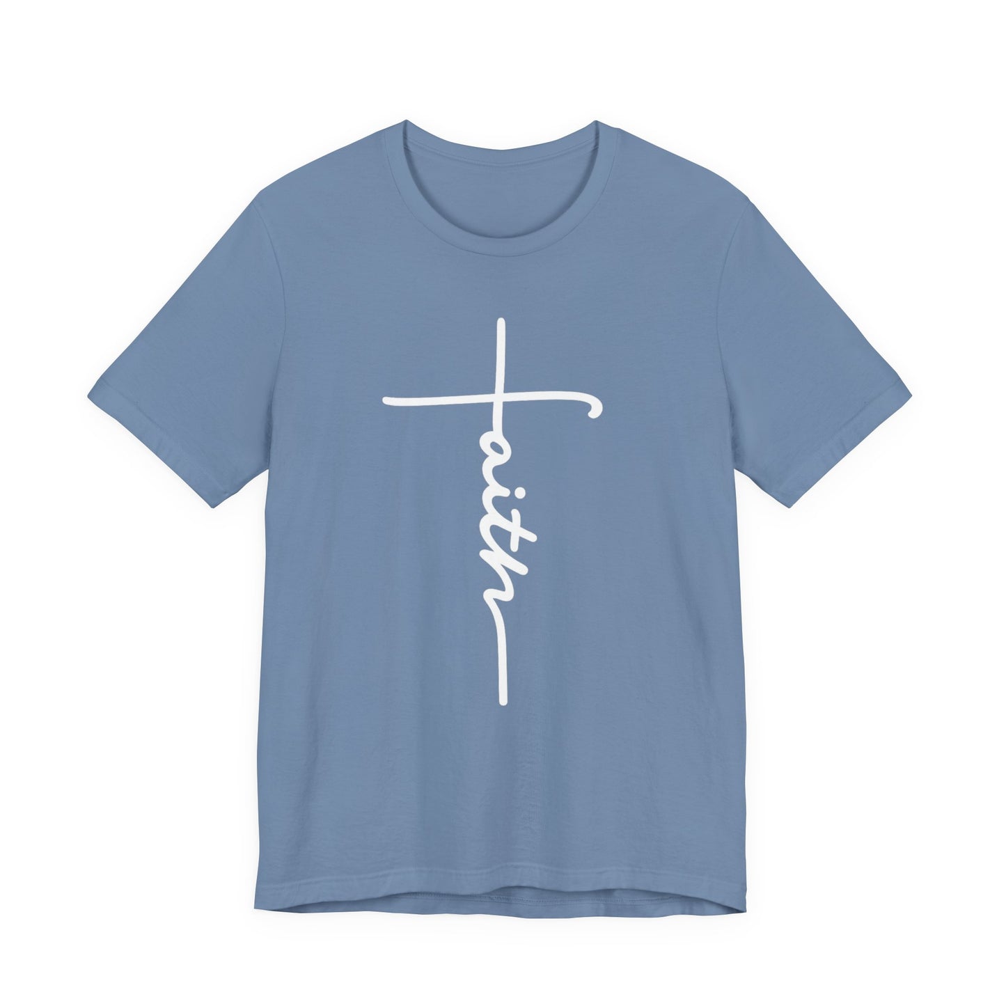 Faith Cross T-Shirt — Vertical Script Christian Tee