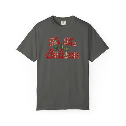 Tis The Season Shirt - Christmas Patchwork (FAUX) Tee - Vintage Holiday Shirt