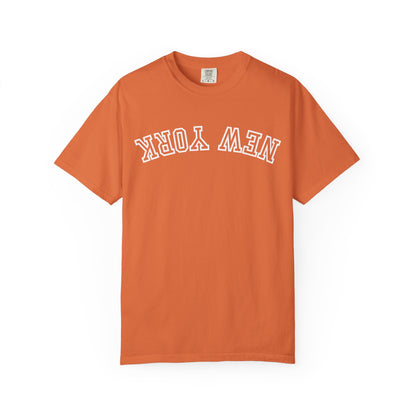 Comfort Colors shirt, upside down New York text 
