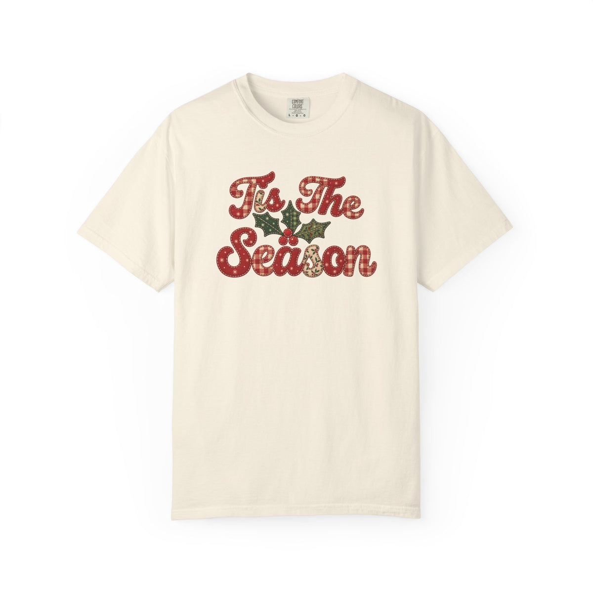 Tis The Season Shirt - Christmas Patchwork (FAUX) Tee - Vintage Holiday Shirt