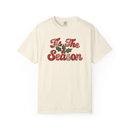 Tis The Season Shirt - Christmas Patchwork (FAUX) Tee - Vintage Holiday Shirt