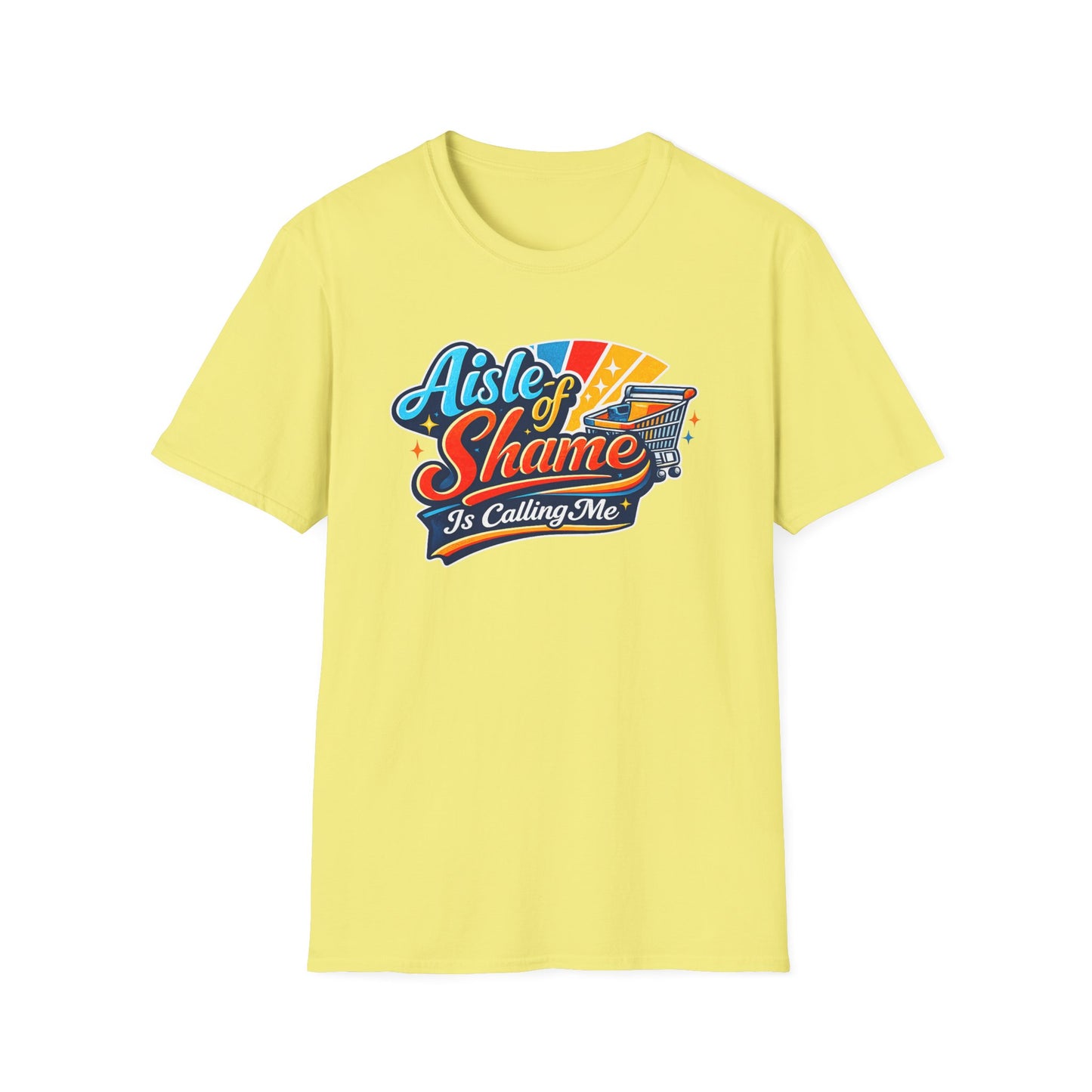 Aisle of Shame Is Calling Me T-Shirt | Grocery Cart Retro Typography
