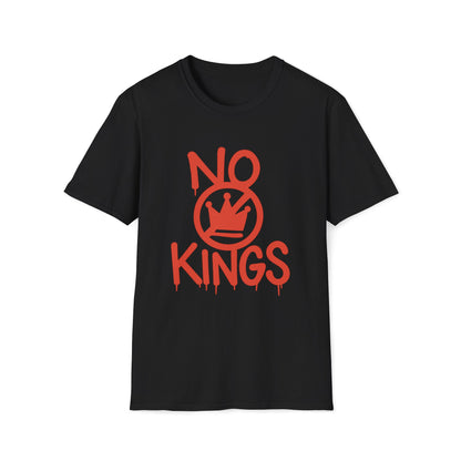 No Kings T-Shirt — Red Graffiti Crown Streetwear Tee